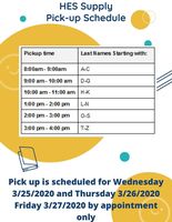 HES Supply Pick-Up Schedule