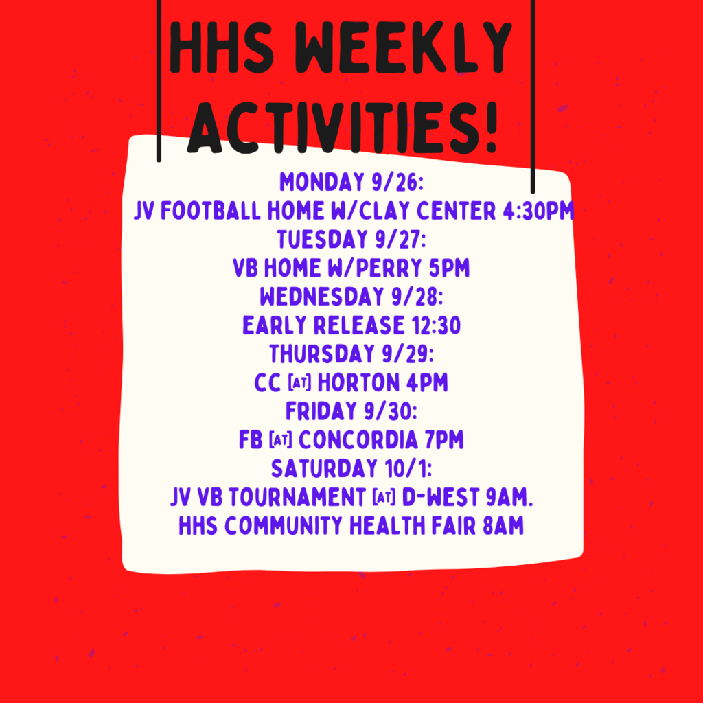 Weekly Activities 9/26