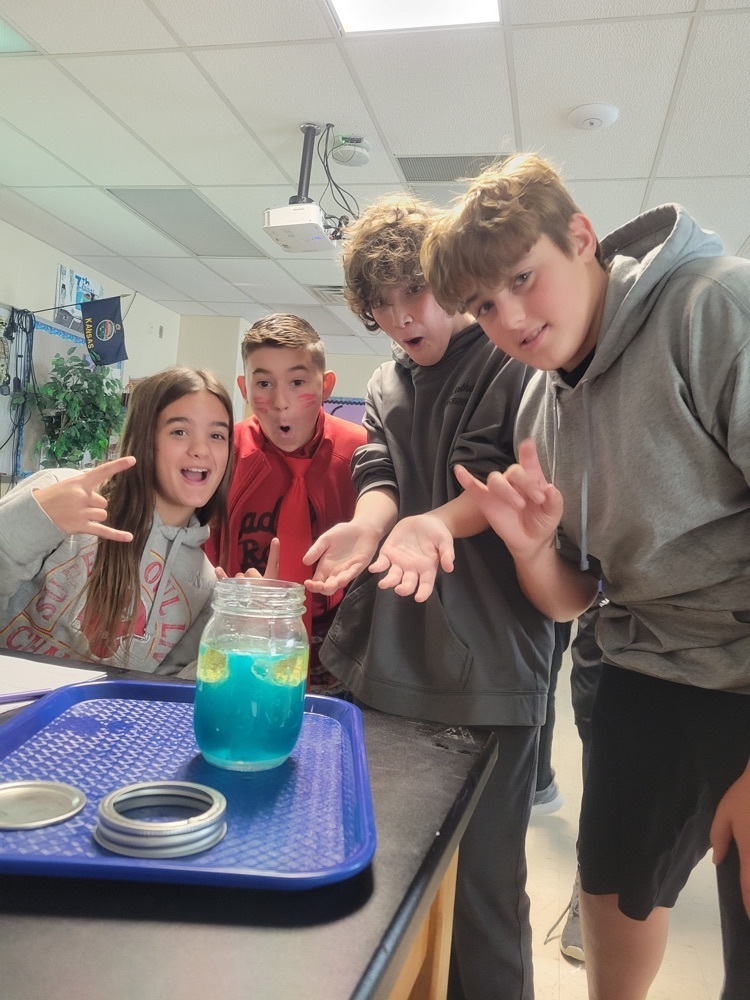 7th grade science students participated in spooky science week. We explored dry ice, density, glow sticks, convection currents and static electricity among others. What a great week! #HMSRedHawks