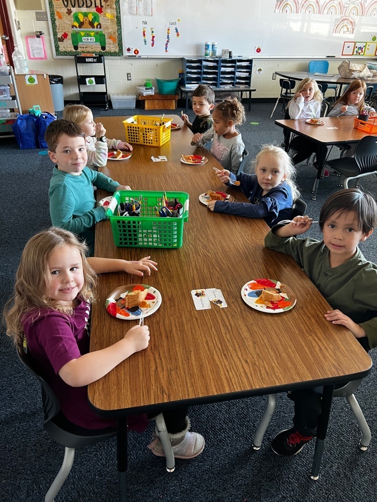 Mrs Pyle’s Kindergarten Class enjoyed tasting pumpkin pie after finishing our pumpkin investigation and fall related lessons. Many of the students enjoyed it, while some were not so crazy about it! Happy Thanksgiving from our classroom! 