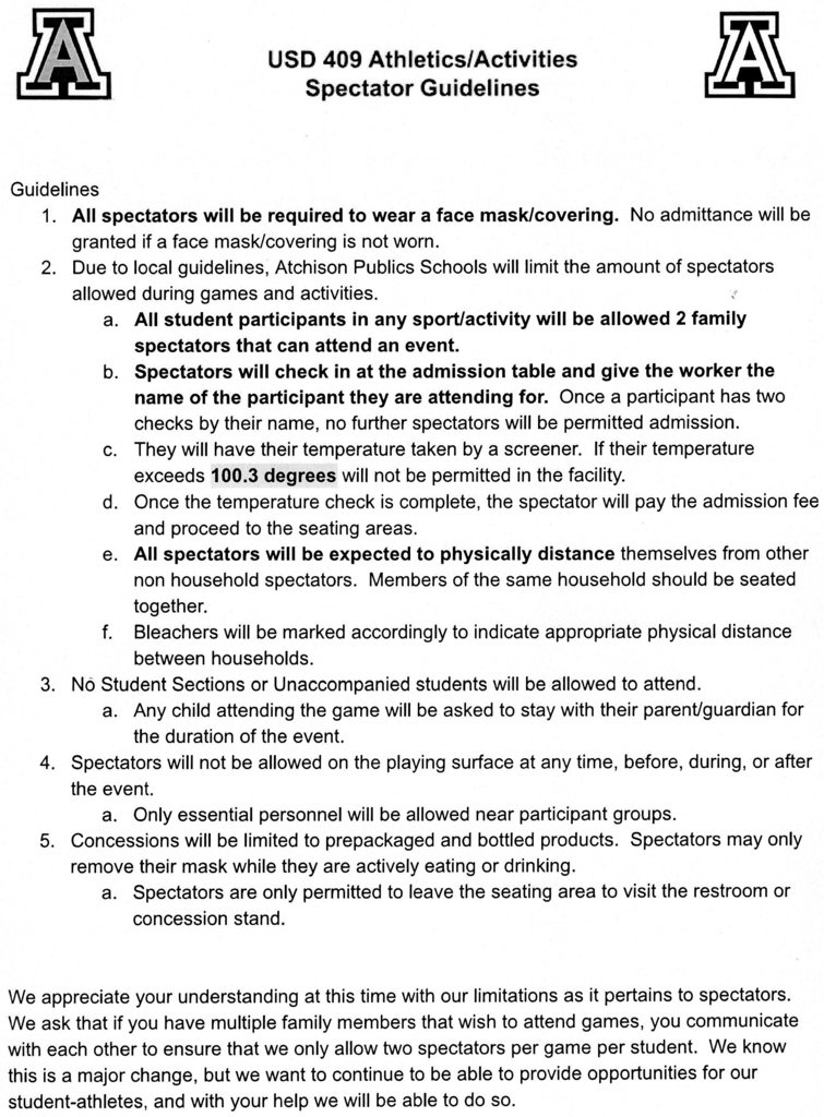 Atchison Spectator Guidelines